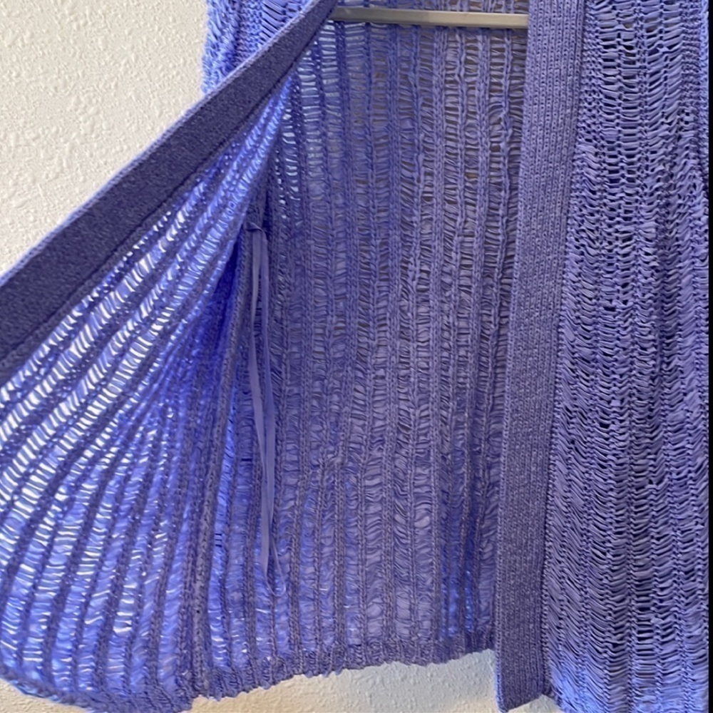 CHICO’S Purple Open Front Chunky Knit Cardigan Sz. 1/ MD. - Picture 3 of 12
